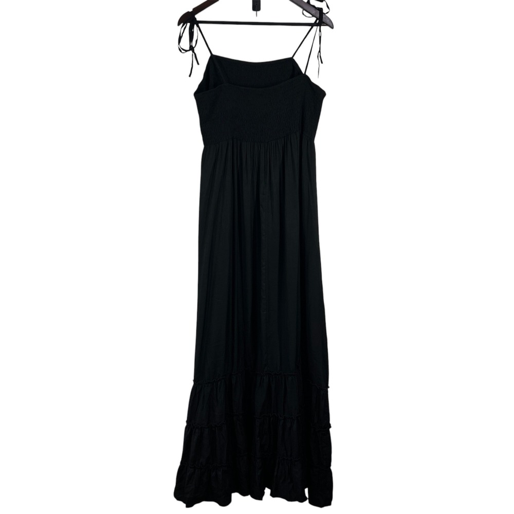 KOJOOIN Maxi Dress Smocked Sundress Tie Strap Tiered‎ Casual Black 2XL Flowy